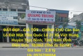 ĐẤT ĐẸP - GIÁ TỐT - CHÍNH CHỦ Cần Bán Lô Đất Mặt Tiền Quốc Lộ 21 Huyện Trực Ninh, Nam Định